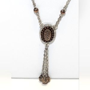 Carolina Herrera Silvertone Goldtone Necklace GORGEOUS